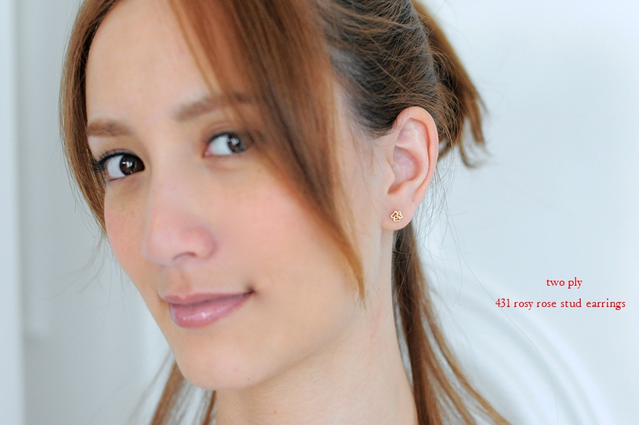 トゥー プライ 431 ローズ バラ スタッド ピアス 18金,two ply Rosy Rose Stud Earrings K18