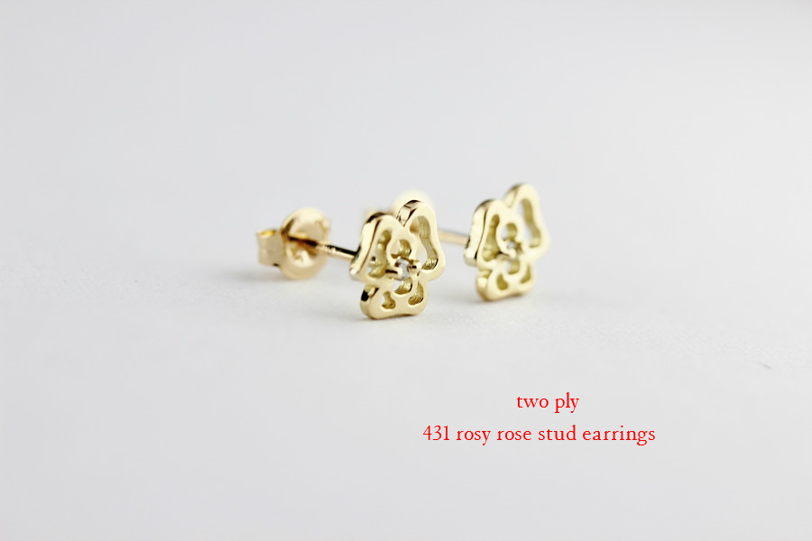 トゥー プライ 431 ローズ バラ スタッド ピアス 18金,two ply Rosy Rose Stud Earrings K18