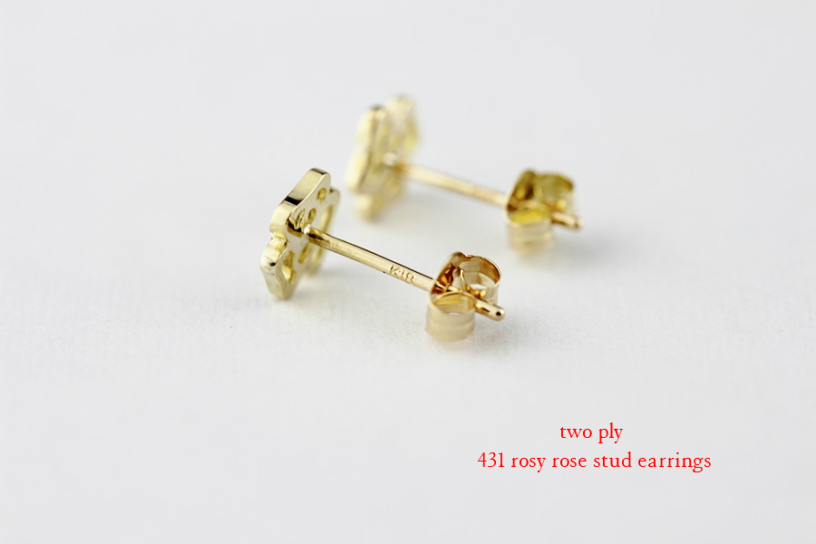 トゥー プライ 431 ローズ バラ スタッド ピアス 18金,two ply Rosy Rose Stud Earrings K18