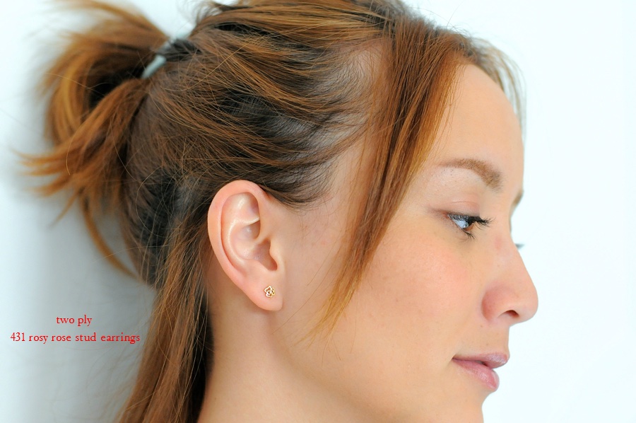 トゥー プライ 431 ローズ バラ スタッド ピアス 18金,two ply Rosy Rose Stud Earrings K18