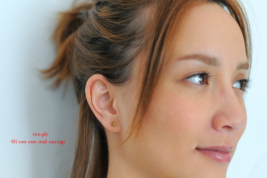 トゥー プライ 431 ローズ バラ スタッド ピアス 18金,two ply Rosy Rose Stud Earrings K18