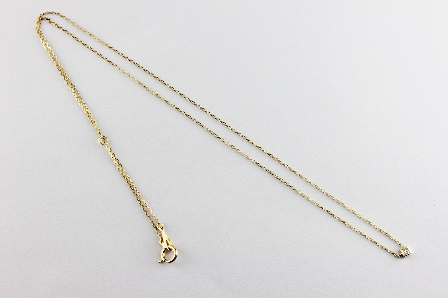 トゥー プライ 141 プリンセスカット 一粒ダイヤモンド 華奢ネックレス 18金,two ply Prinnces Cut Diamond Necklace K18