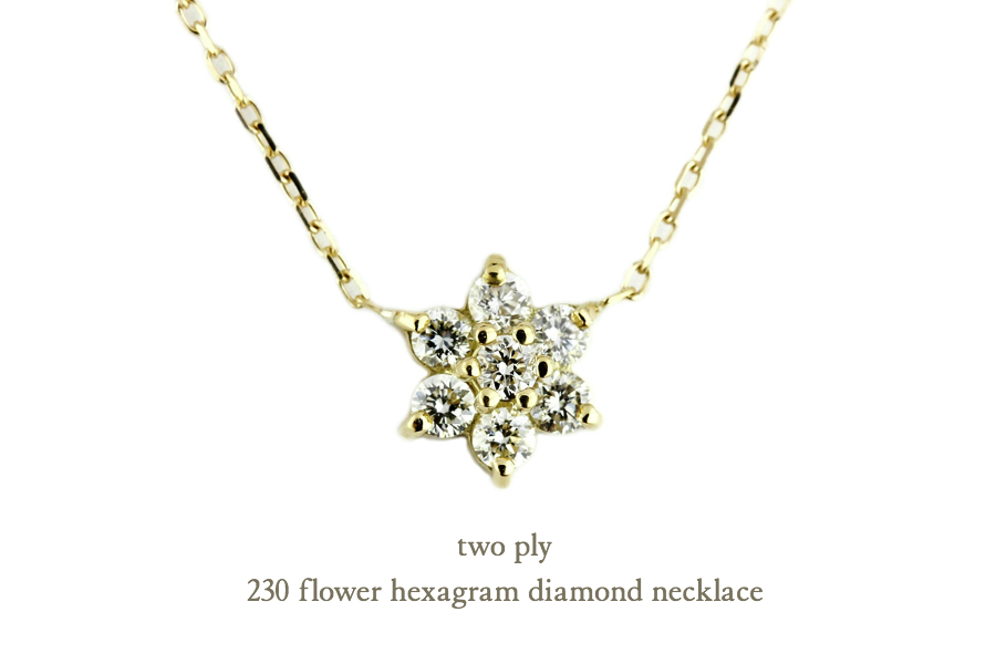 トゥー プライ 230 フラワー ヘキサグラム ダイヤモンド ネックレス 18金,two ply Flower Hexagram Diamond Necklace K18