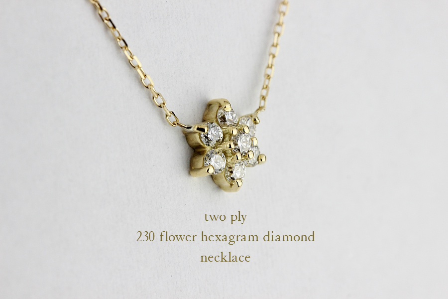 トゥー プライ 230 フラワー ヘキサグラム ダイヤモンド ネックレス 18金,two ply Flower Hexagram Diamond Necklace K18