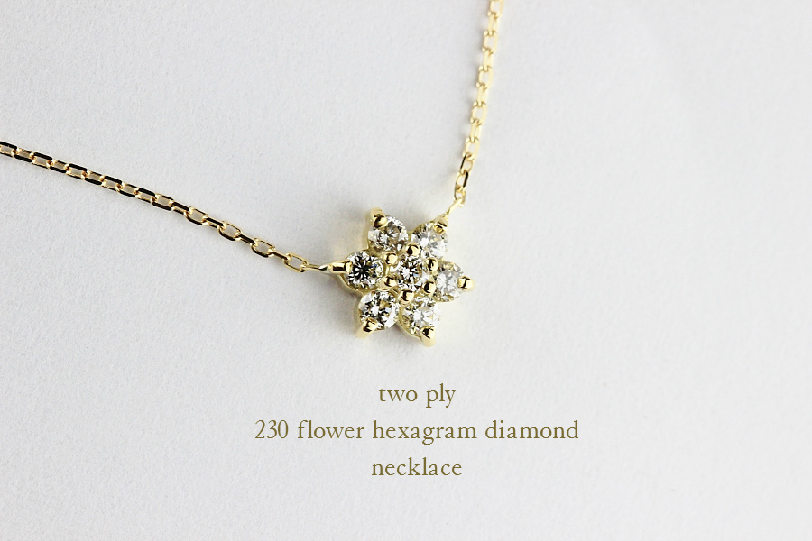 トゥー プライ 230 フラワー ヘキサグラム ダイヤモンド ネックレス 18金,two ply Flower Hexagram Diamond Necklace K18