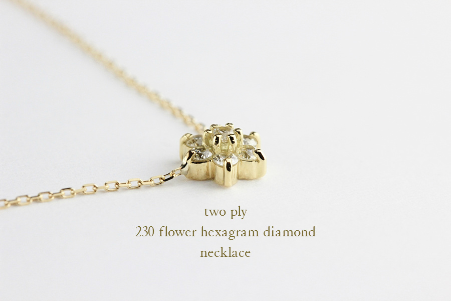 トゥー プライ 230 フラワー ヘキサグラム ダイヤモンド ネックレス 18金,two ply Flower Hexagram Diamond Necklace K18