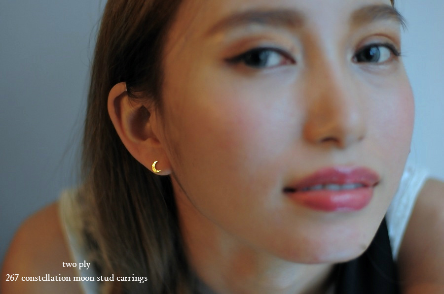 トゥー プライ 267 コンステレーション 星座 ムーン 月 スタッド ピアス 18金,two ply Constellation Moon Stud Earrings K18