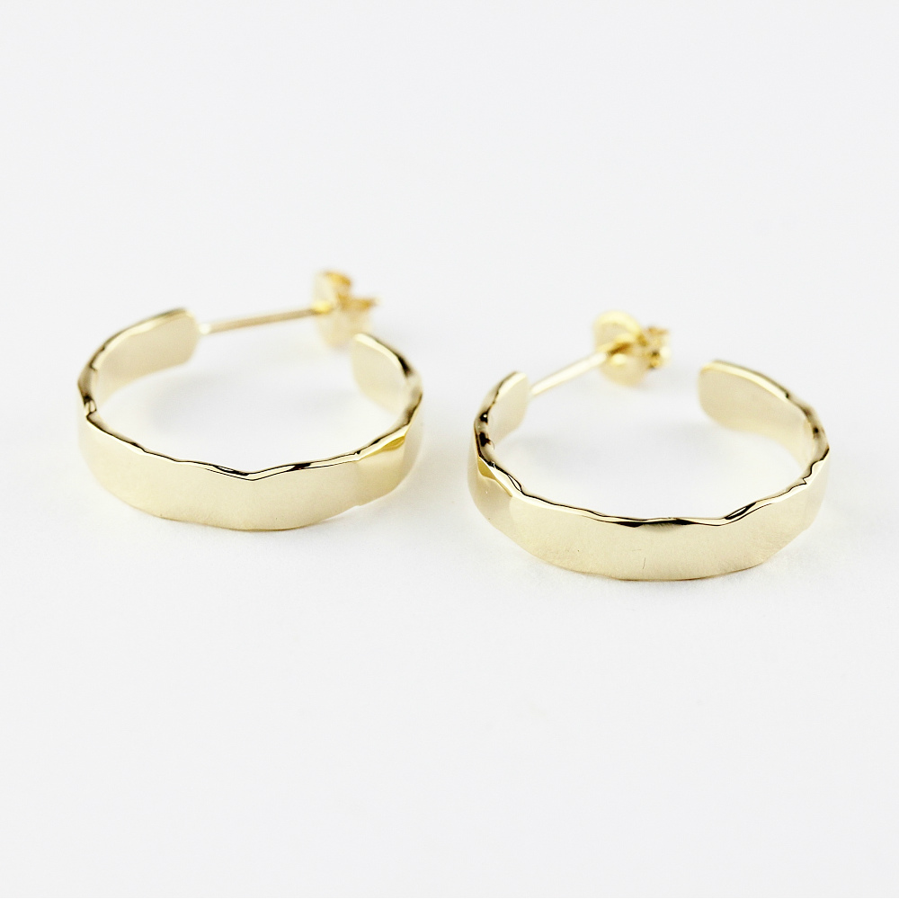 トゥー プライ 273 ツチメ ゴールド フープピアス 18金,two ply Hammered Hoop Earrings K18