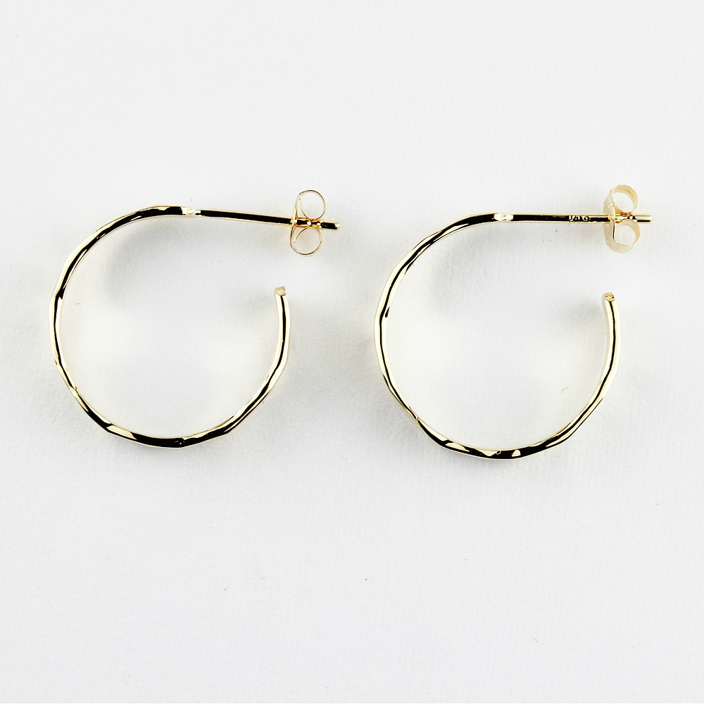 トゥー プライ 273 ツチメ ゴールド フープピアス 18金,two ply Hammered Hoop Earrings K18