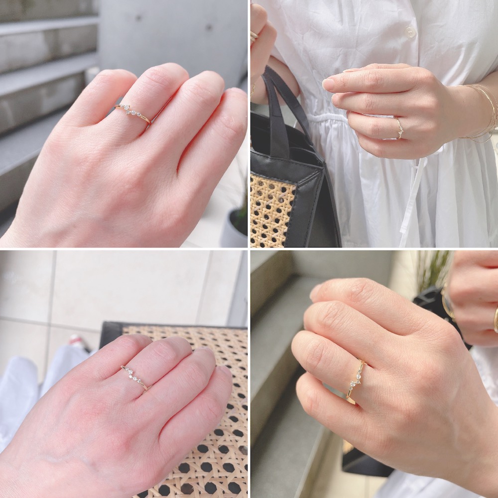 トゥー プライ 394 V字 Vシェイプ ダイヤモンド リング 0.1ct 18金,two ply 394 V Shape Diamond Ring K18