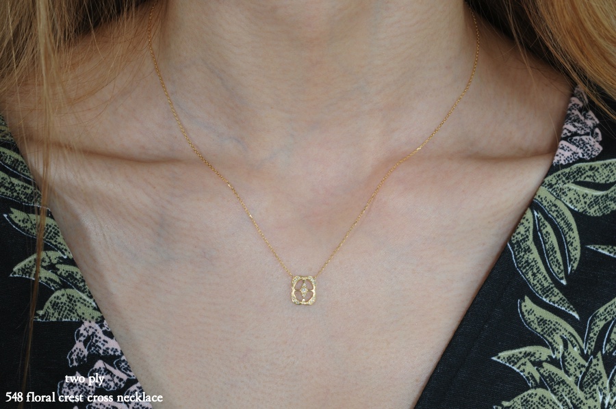 two ply 548 Floral Crest Cross Necklace フローラル クレスト クロス ネックレス トゥー プライ
