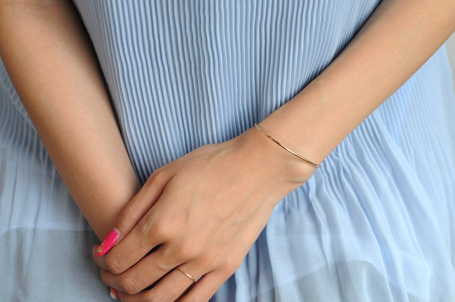 トゥー プライ 584 シンプル オープン カフ ハンドメイド ゴールド バングル 18金,two ply Simple Open Cuff Gold Bangle K18