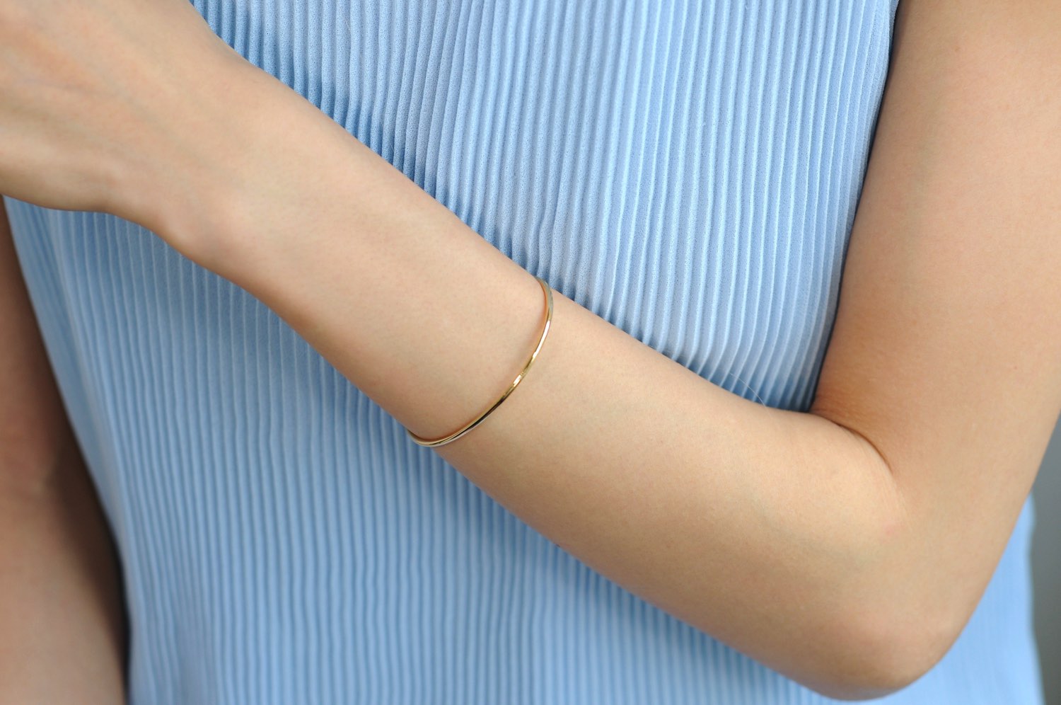 トゥー プライ 584 シンプル オープン カフ ハンドメイド ゴールド バングル 18金,two ply Simple Open Cuff Gold Bangle K18