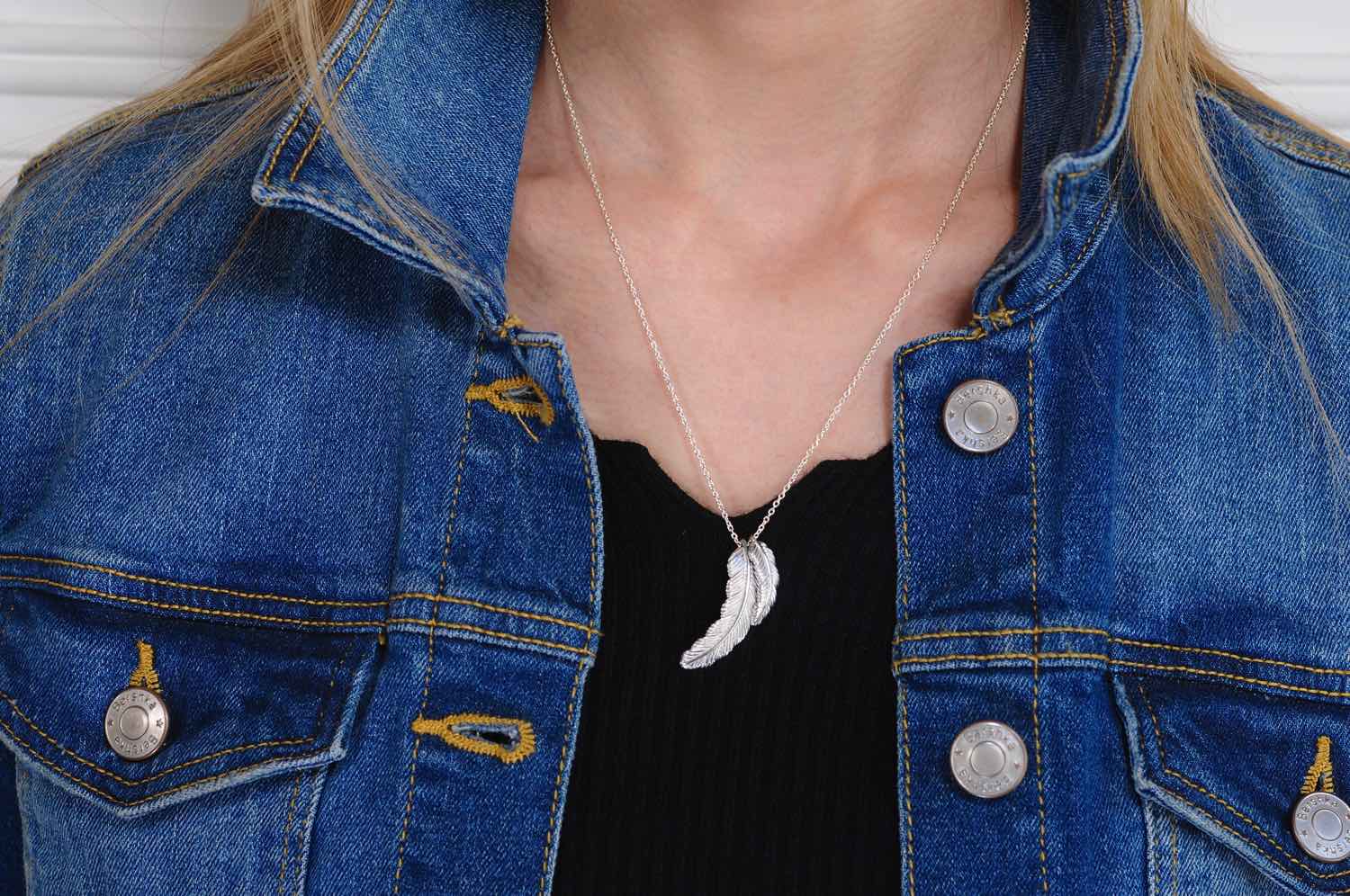 トゥー プライ 602 ツイン フェザー ネックレス ペンダント ユニセックス シルバー,two ply Twin Feather Necklace Silver