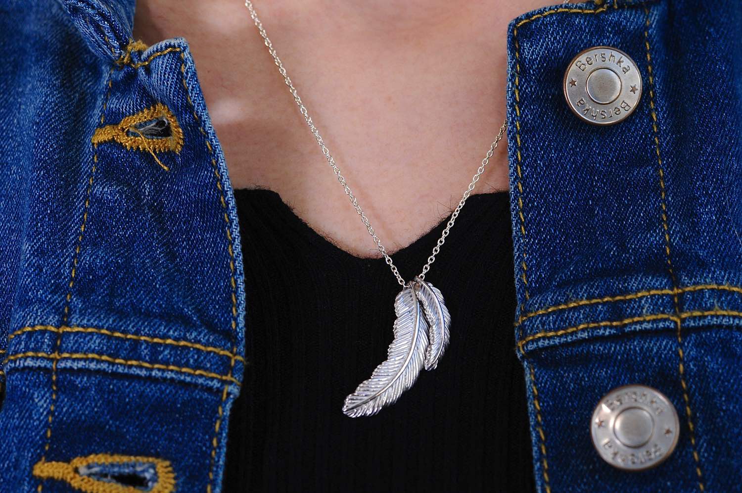 トゥー プライ 602 ツイン フェザー ネックレス ペンダント ユニセックス シルバー,two ply Twin Feather Necklace Silver