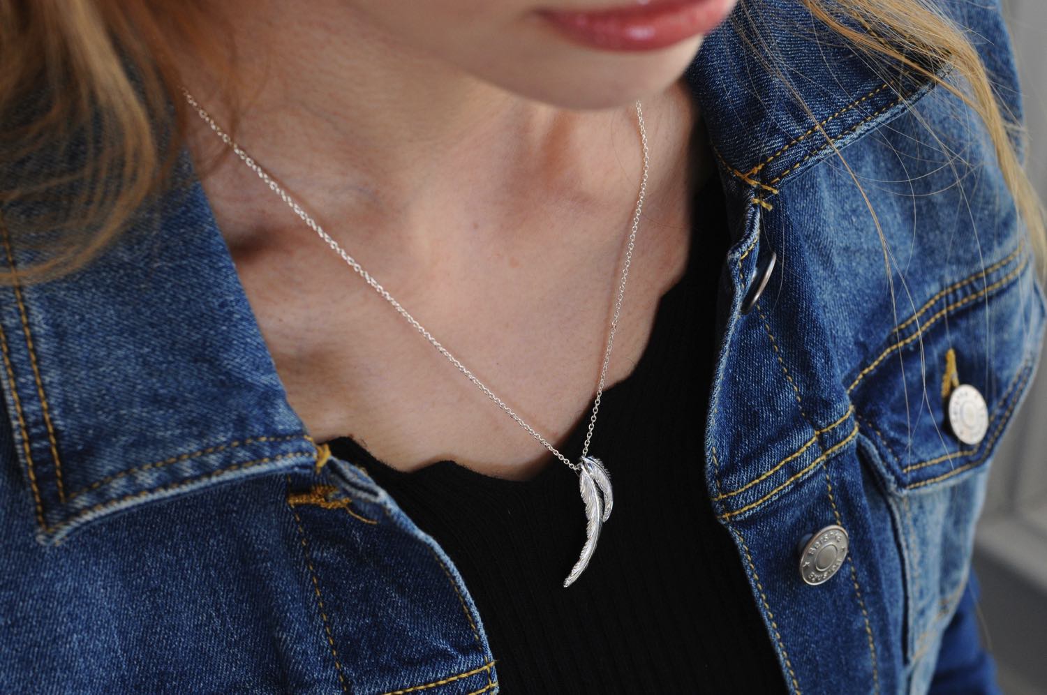 トゥー プライ 602 ツイン フェザー ネックレス ペンダント ユニセックス シルバー,two ply Twin Feather Necklace Silver