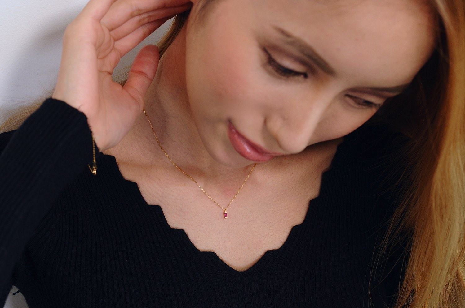 トゥー プライ 603 ロードライト ガーネット バケットカット 華奢ガーネット 18金,two ply  Precious Stone Garnet Necklace K18