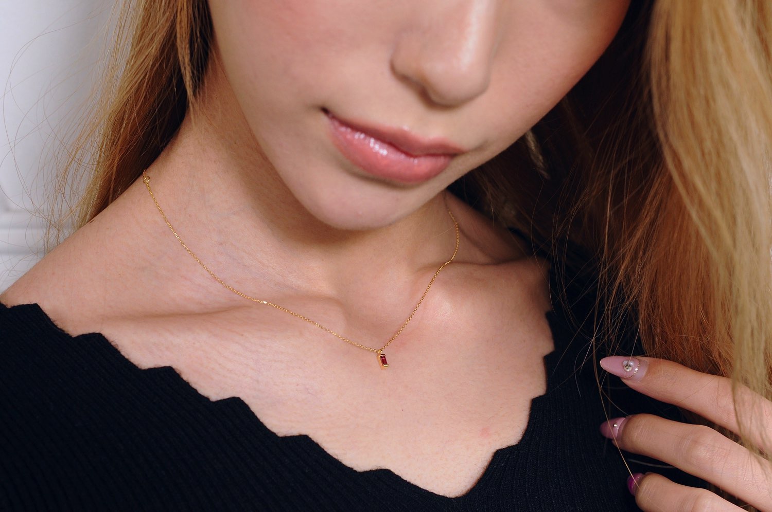 トゥー プライ 603 ロードライト ガーネット バケットカット 華奢ガーネット 18金,two ply  Precious Stone Garnet Necklace K18