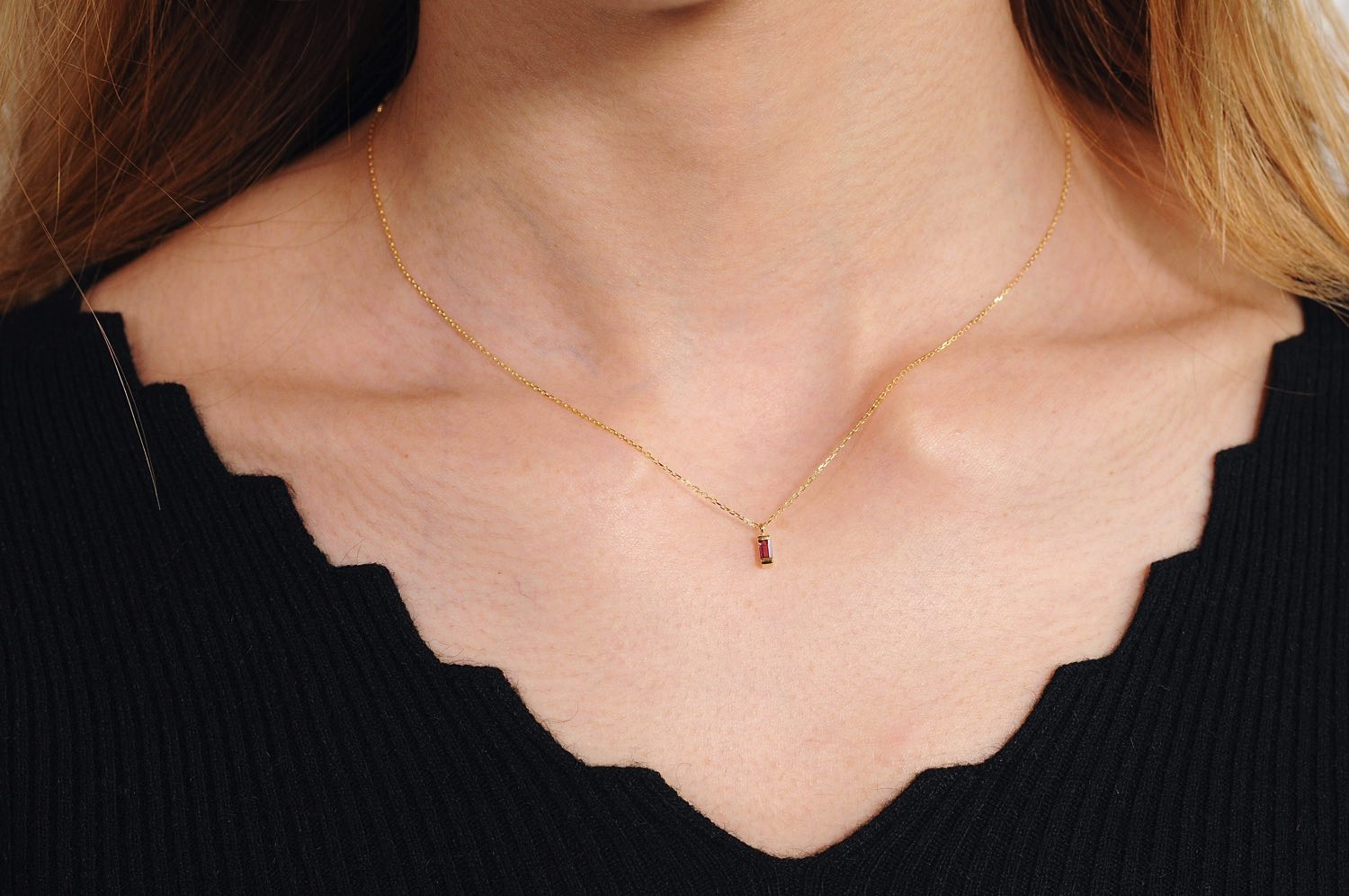 トゥー プライ 603 ロードライト ガーネット バケットカット 華奢ガーネット 18金,two ply  Precious Stone Garnet Necklace K18