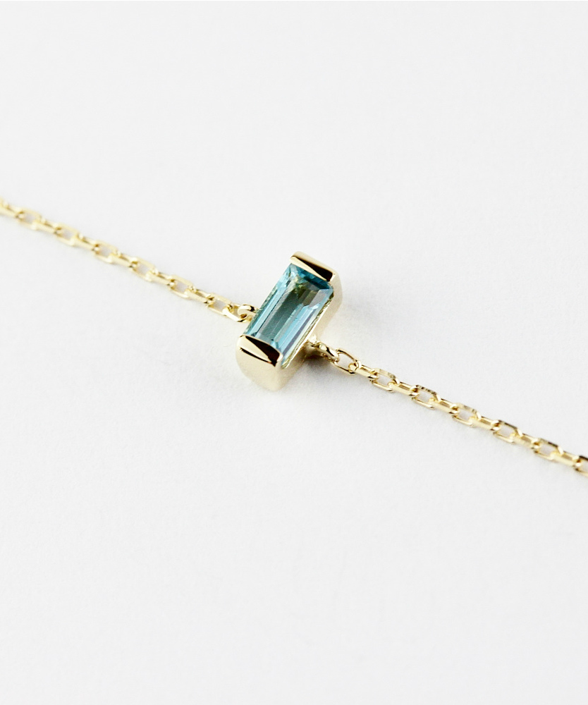 トゥー プライ 604 ブルートパーズ バケットカット 華奢ブレスレット 18金,two ply  Precious Stone Blue Topaz Bracelet K18