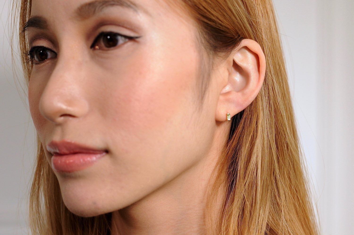 トゥー プライ 605 ペリドット バケットカット 華奢ピアス 18金,two ply  Precious Stone Peridot Stud Earrings K18