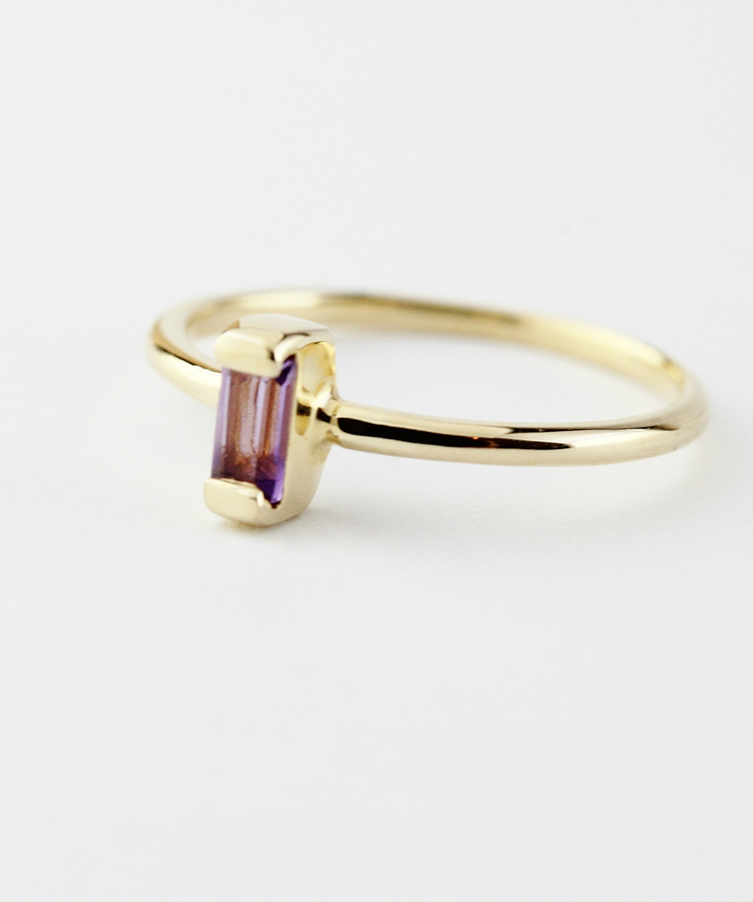 トゥー プライ 606 アメシスト バケットカット 華奢リング ピンキーリング 18金,two ply  Precious Stone Amethyst Ring Pinky Ring K18