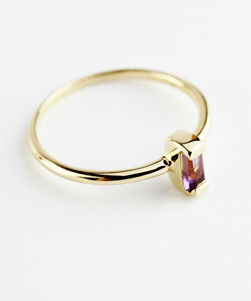 トゥー プライ 606 アメシスト バケットカット 華奢リング ピンキーリング 18金,two ply  Precious Stone Amethyst Ring Pinky Ring K18