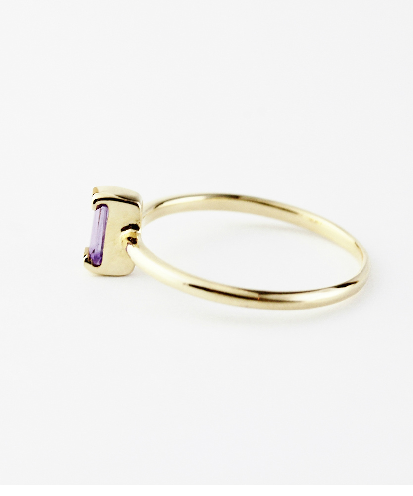 トゥー プライ 606 アメシスト バケットカット 華奢リング ピンキーリング 18金,two ply  Precious Stone Amethyst Ring Pinky Ring K18