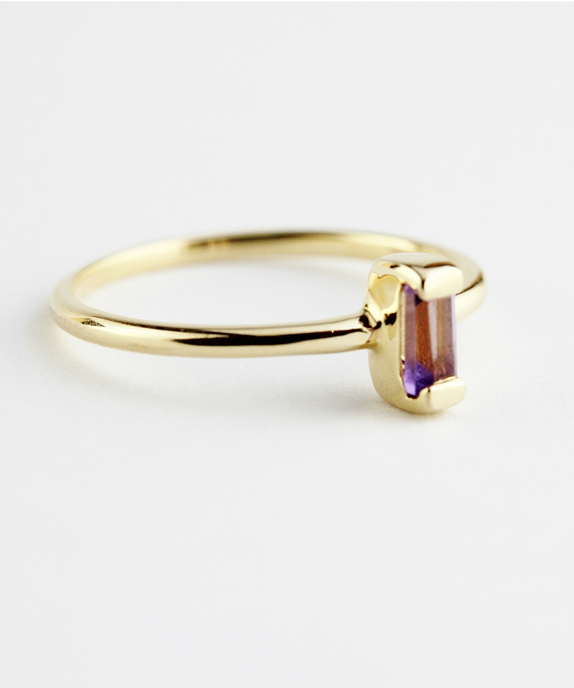 トゥー プライ 606 アメシスト バケットカット 華奢リング ピンキーリング 18金,two ply  Precious Stone Amethyst Ring Pinky Ring K18