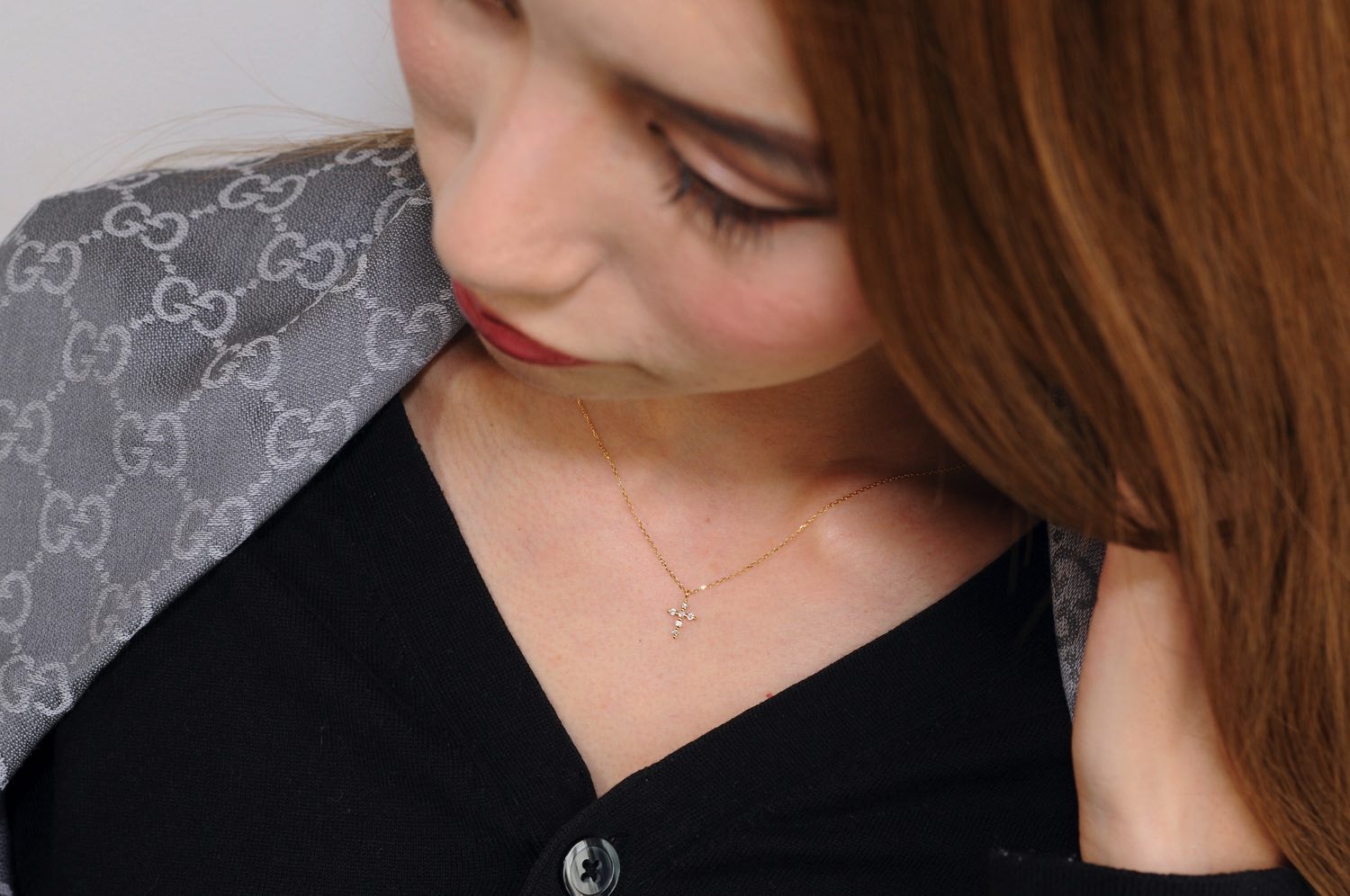 トゥー プライ 625 シマー ダイヤモンド クロス ネックレス 18金,two ply Shimmer Diamond Cross Necklace K18