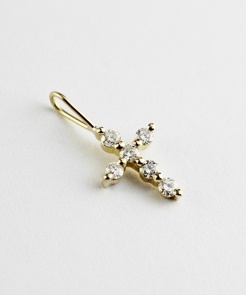 トゥー プライ 626 シマー ダイヤモンド クロス チャーム 18金,two ply Shimmer Diamond Cross Charm K18