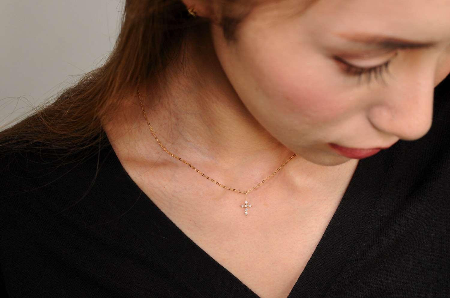 トゥー プライ 626 シマー ダイヤモンド クロス チャーム 18金,two ply Shimmer Diamond Cross Charm K18