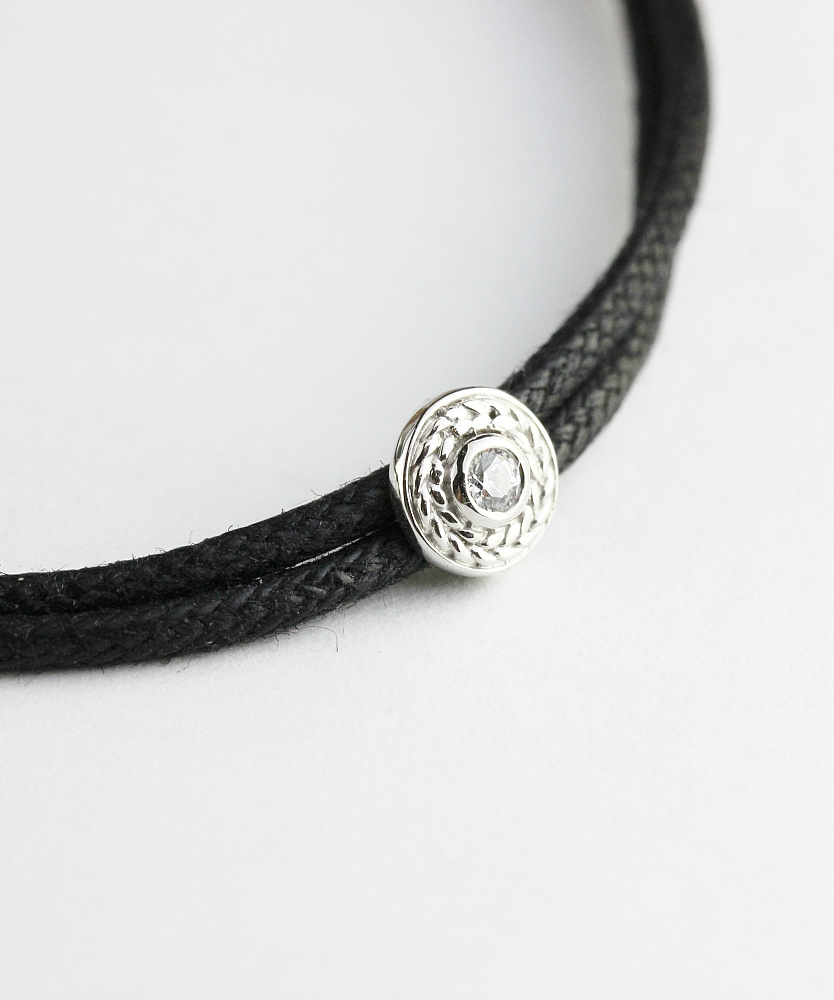 トゥー プライ 636 ラジアル パターン ワックスコード 紐ブレスレット シルバー925,two ply Radial Pattern Wax Cord Bracelet Silver