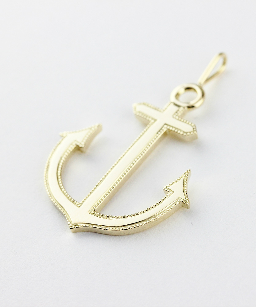 トゥー プライ 639 ミルグレイン アンカー 錨 イカリ ゴールド ネックレス チャーム 18金,two ply Milgrain Anchor Gold Charm K18