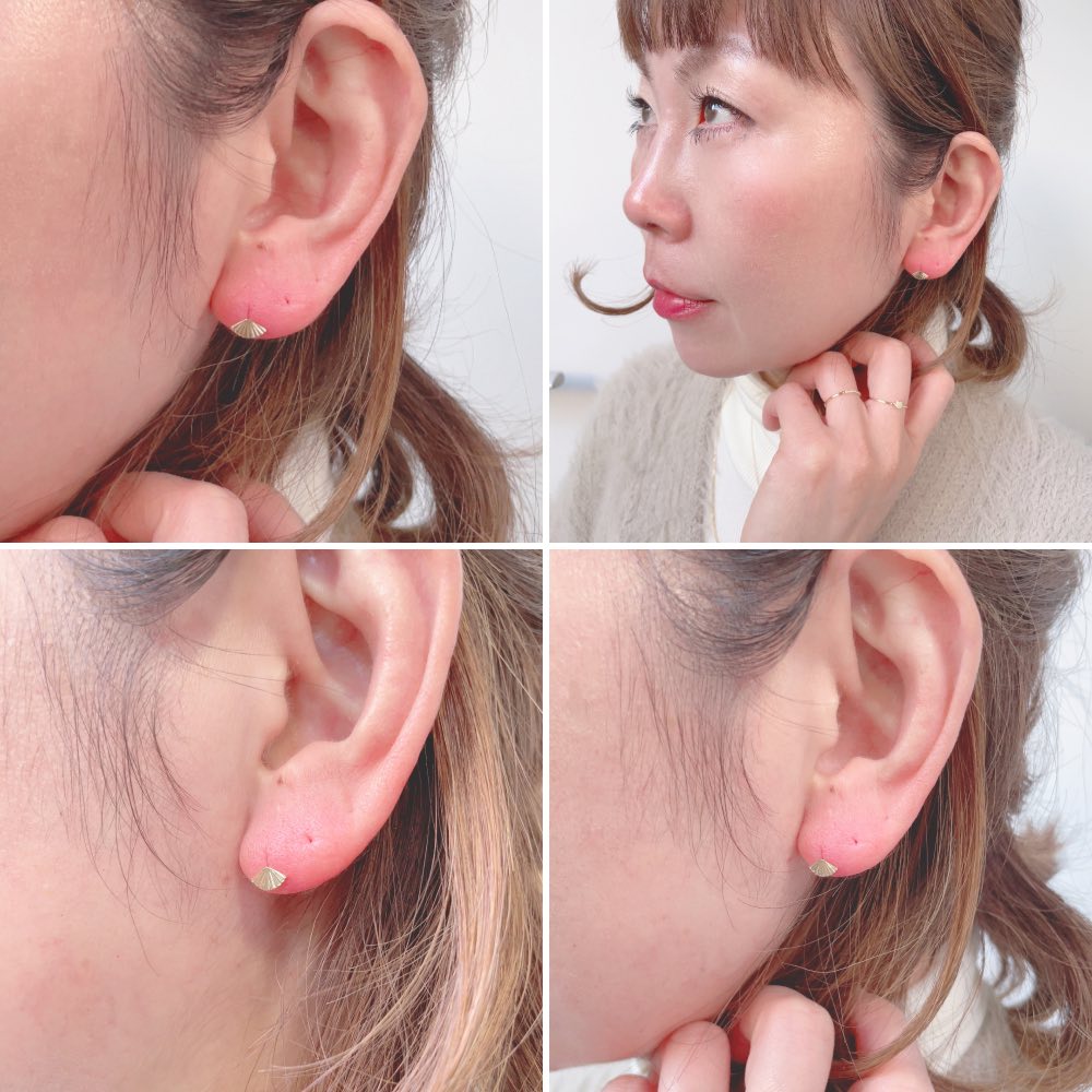 トゥー プライ 649 ジャポネスク ファン 扇 スタッド ピアス 18金,two ply Japonesque Fan Stud Earring K18