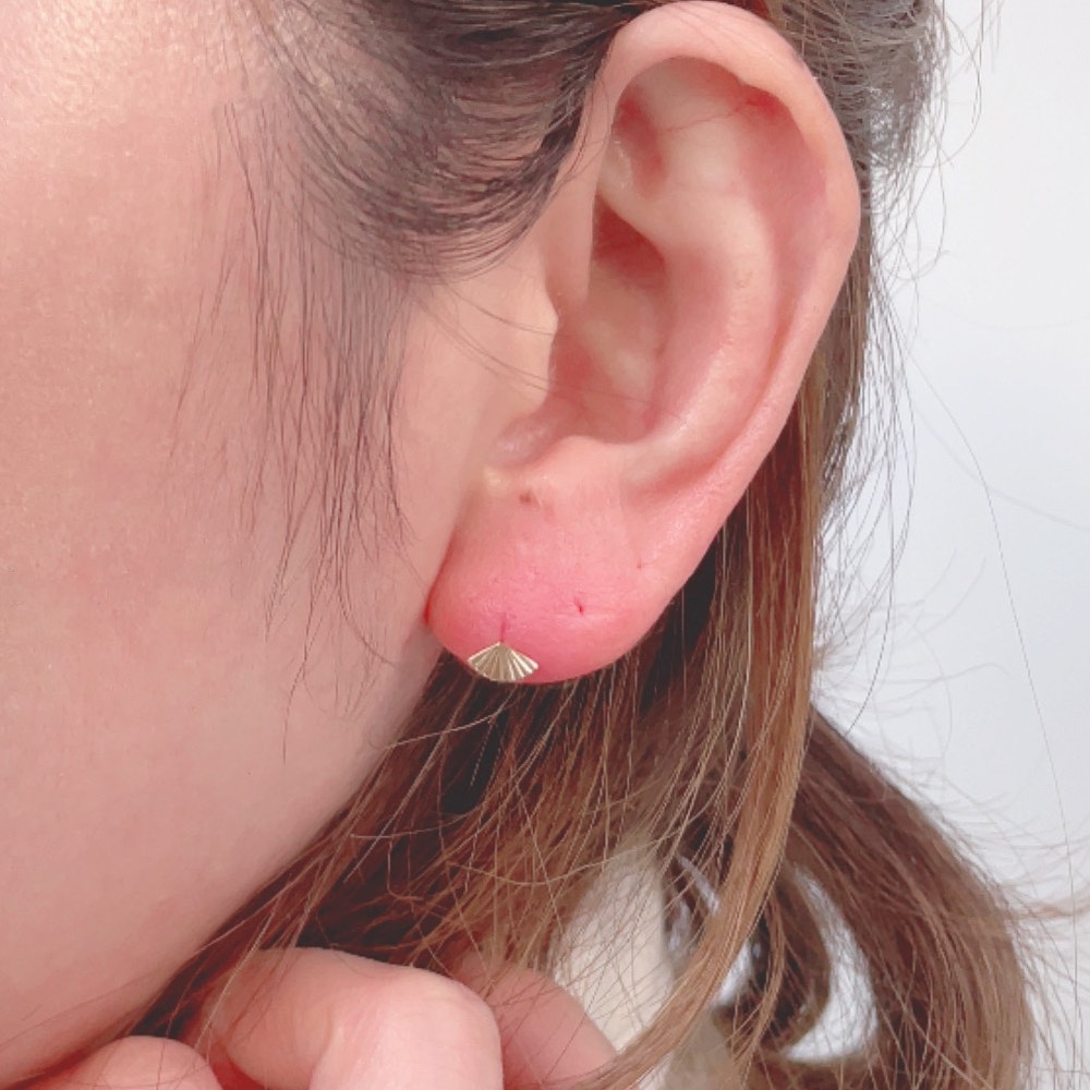 トゥー プライ 649 ジャポネスク ファン 扇 スタッド ピアス 18金,two ply Japonesque Fan Stud Earring K18