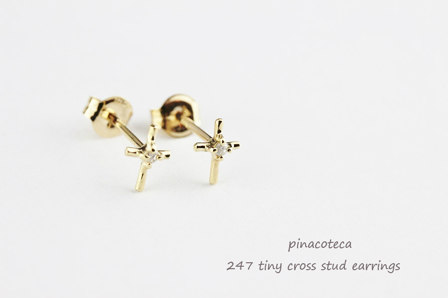 ピナコテーカ 247 タイニー クロス 華奢 スタッド ピアス 18金,pinacoteca Tiny Cross Stud Earrings K18