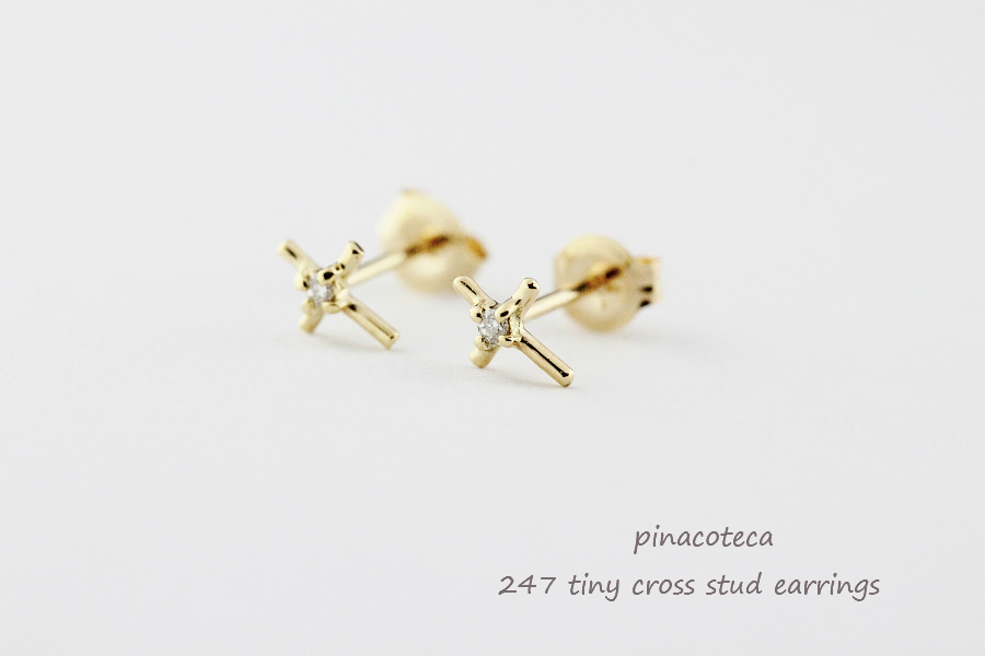 ピナコテーカ 247 タイニー クロス 華奢 スタッド ピアス 18金,pinacoteca Tiny Cross Stud Earrings K18
