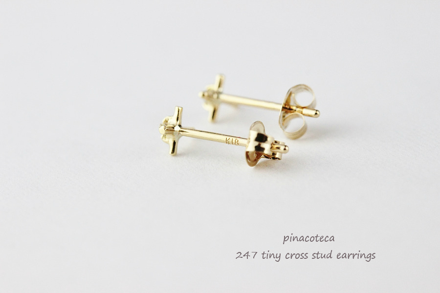 ピナコテーカ 247 タイニー クロス 華奢 スタッド ピアス 18金,pinacoteca Tiny Cross Stud Earrings K18