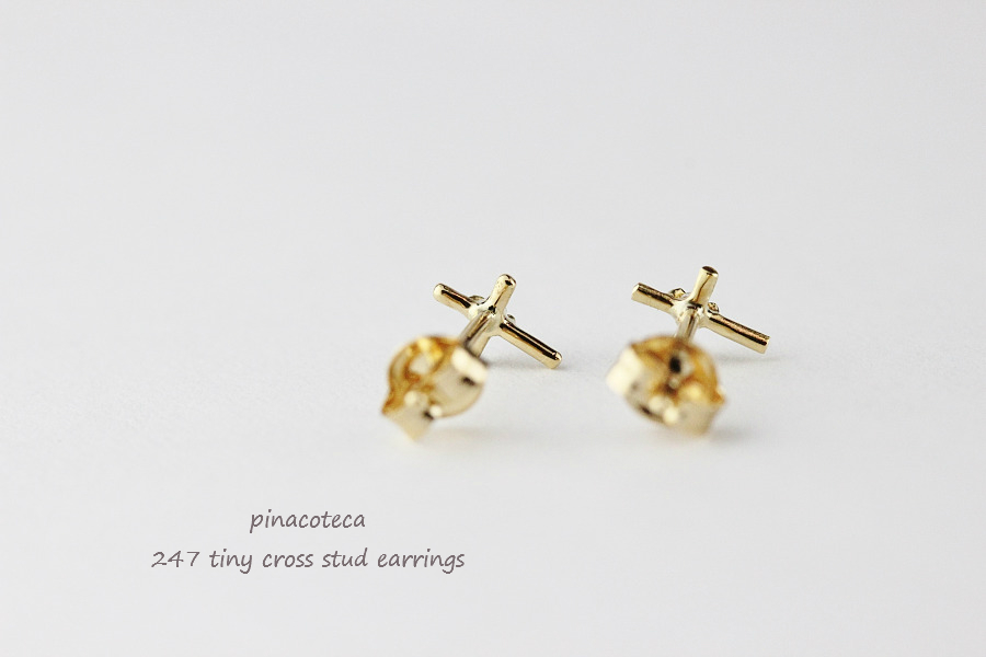 ピナコテーカ 247 タイニー クロス 華奢 スタッド ピアス 18金,pinacoteca Tiny Cross Stud Earrings K18