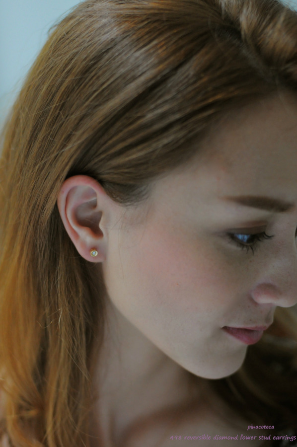 pinacoteca 498 Inlay Reversible Diamond Flower Stud Earrings