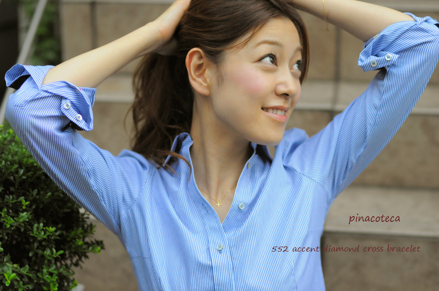 ピナコテーカ 552 アクセント 一粒ダイヤモンド クロス 華奢ブレスレット 18金,pinacoteca Accent Diamond Cross Bracelet K18
