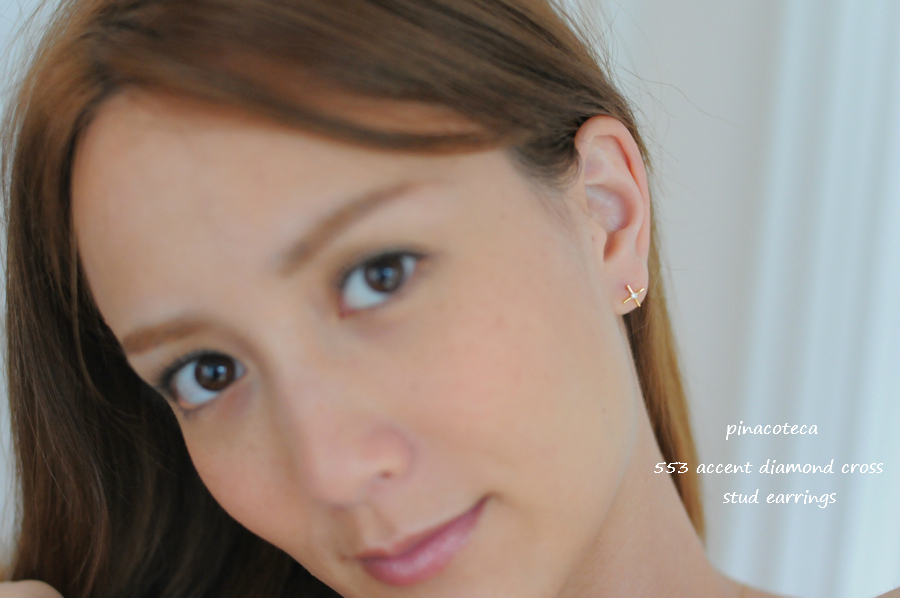 ピナコテーカ 553 アクセント ダイヤモンド クロス スタッド ピアス 18金,pinacoteca Accent Diamond Cross Stud Earrings K18