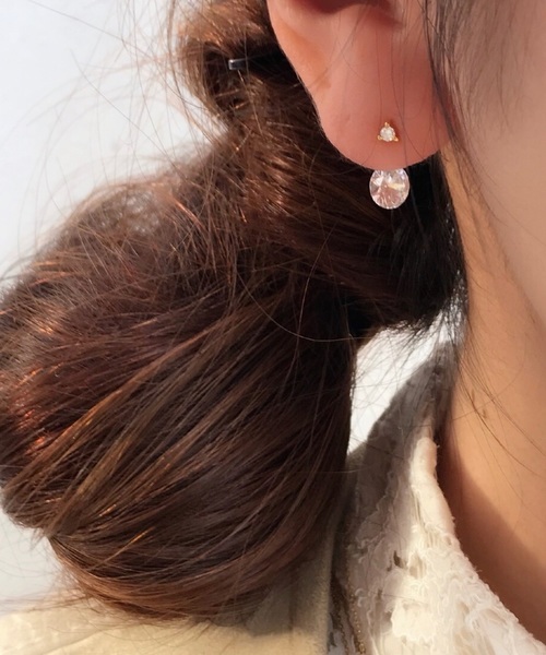 ピナコテーカ 563 3本爪 シンプル 一粒ダイヤモンド 華奢ピアス 18金,pinacoteca Solitaire Diamond Stud Earrings K18