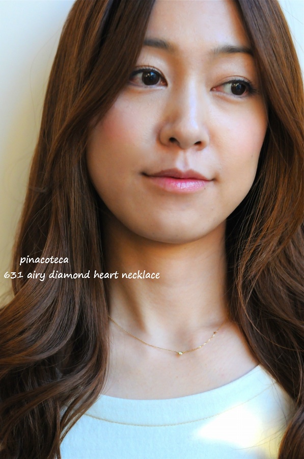 ピナコテーカ 631 エアリー 一粒ダイヤモンド ハート 華奢ネックレス 18金,pinacoteca 631 airy diamond heart necklace K18