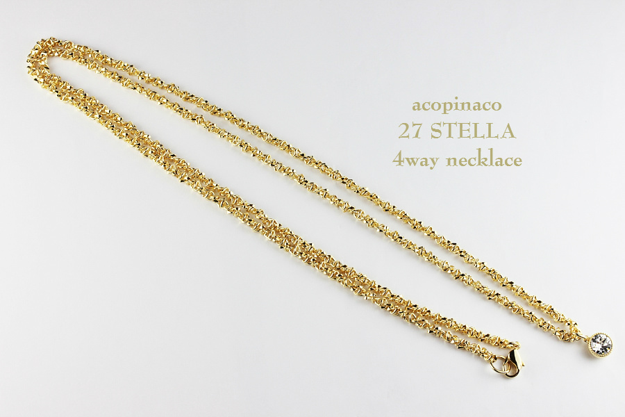 acopinaco 27 ステラ  ロング ネックレス ブレスレット アンクレット ゴールド,アコピナコ Stella 4Way Long Necklace Gold