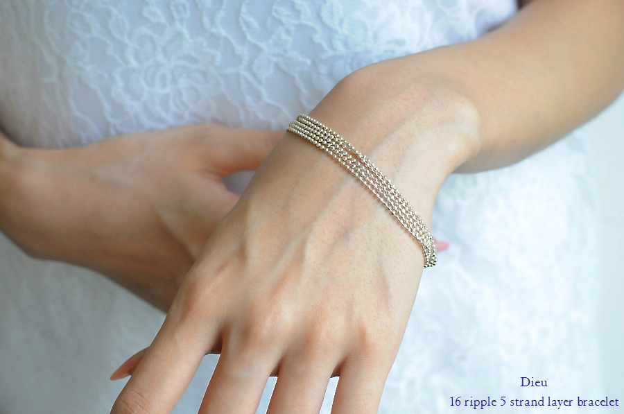 Dieu 16 リップル 5連 ボールチェーン ブレスレット シルバー925,デュー Ripple 5 Strand Layer Ball Chain Bracelet SV925