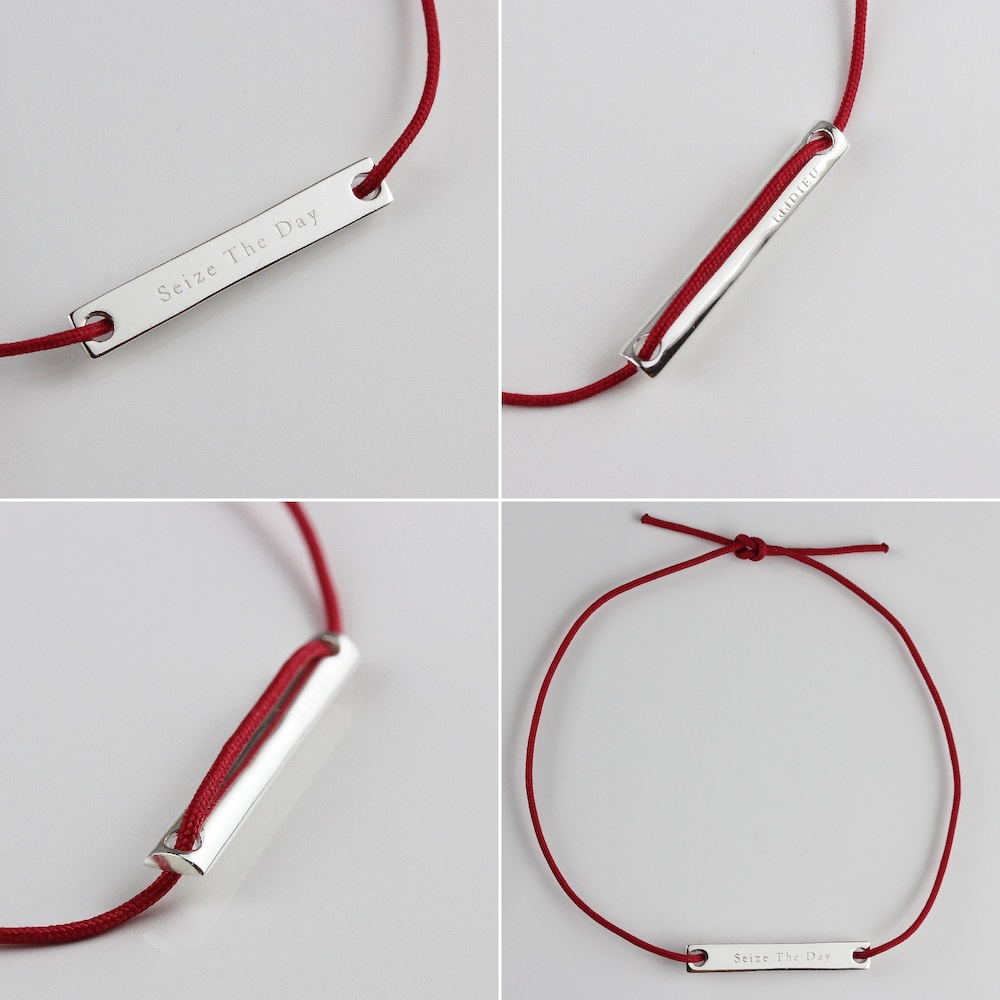 デュー 44 セイズザデイ 今を楽しもう 紐ブレスレット シルバー925,Dieu Seize The Day Cord Bracelet Silver925