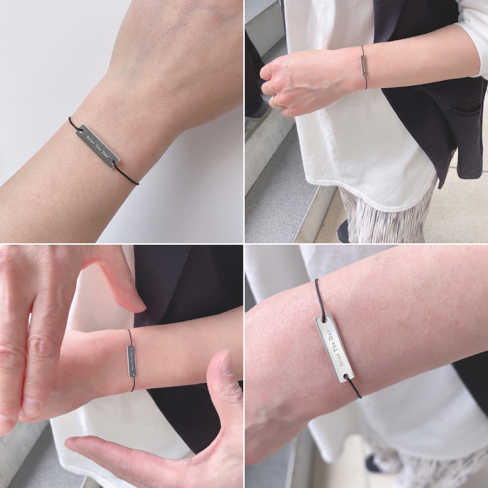 デュー 45 セイズザデイ 今を楽しもう 紐ブレスレット シルバー925,Dieu Seize The Day Cord Bracelet Silver925