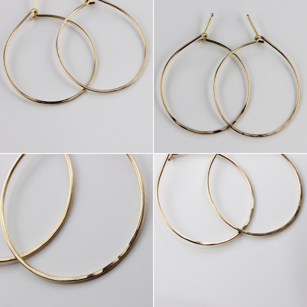 レデッサンドゥデュー 121 フープピアス ハンドメイド 18金 華奢,les desseins de DIEU Solid Gold Hoop Earrings K18